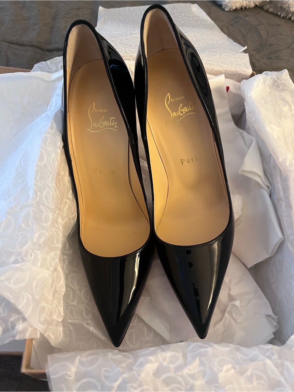 Christian Louboutin Black Patent Pointed Pumps